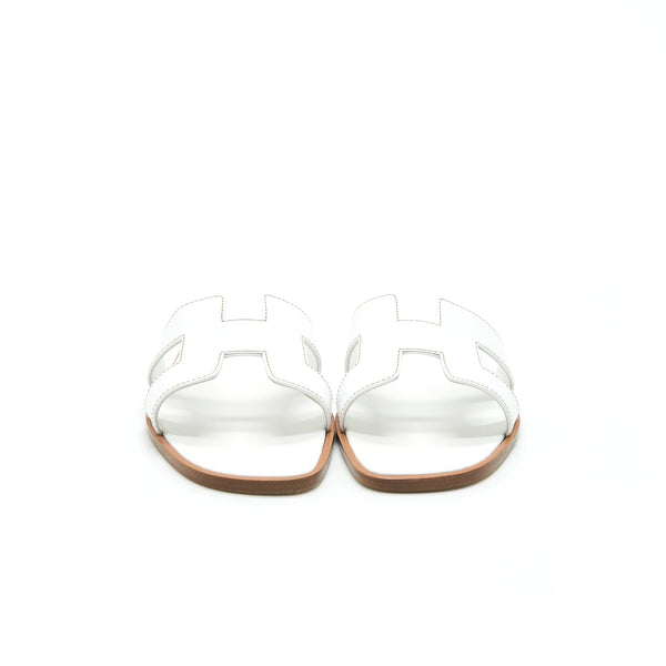 Hermes Size 38 Oran Sandal Box Blanc