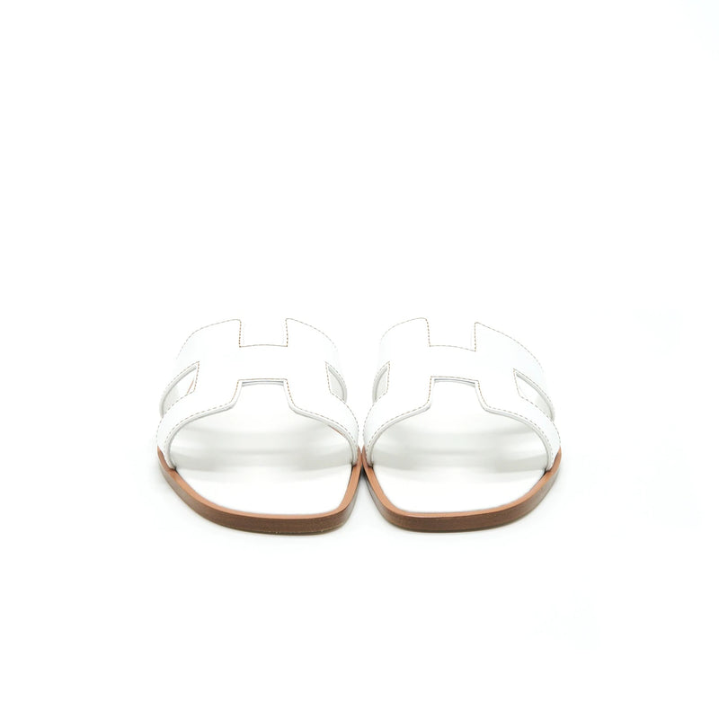 Hermes Size 38 Oran Sandal Box Blanc