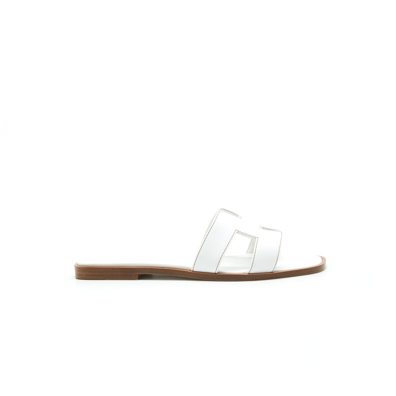 Hermes Size 37 Oran Sandal Blanc Box Leather