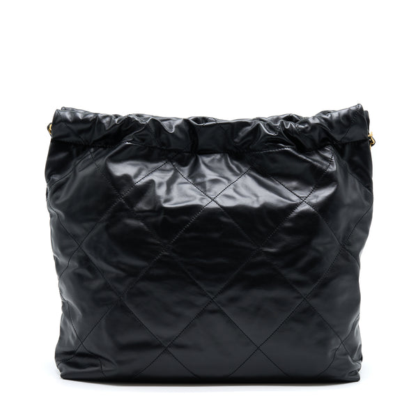 Chanel 22 Bag Medium Shiny Calfskin Black GHW (Microchip)