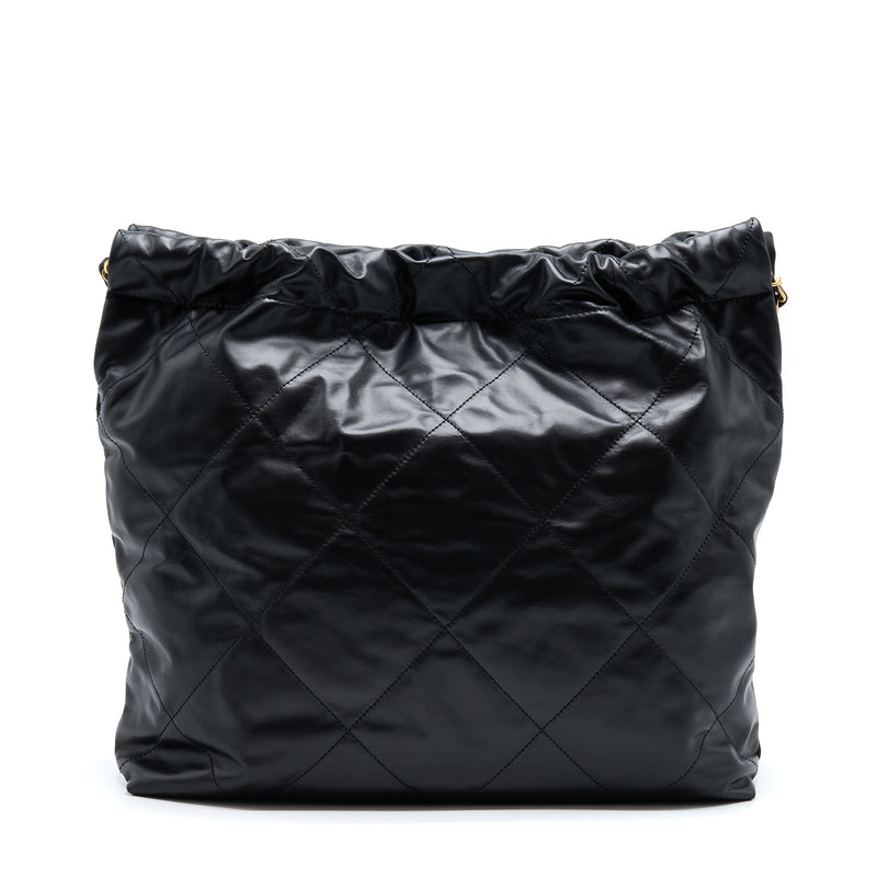 Chanel 22 Bag Medium Shiny Calfskin Black GHW (Microchip)