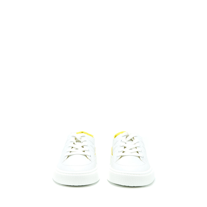 Hermes Size 37 Femme Deep Sneaker Calfskin Crocodile Nilo Mat Touch Blanc/Jaune Fla
