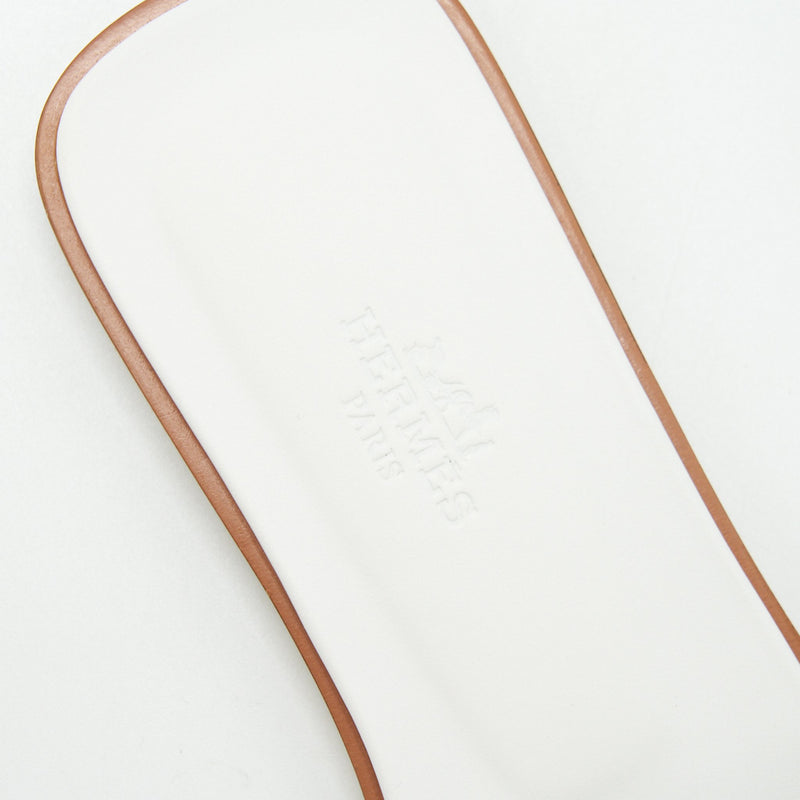 Hermes Size 38 Oran Sandal Blanc Box Leather