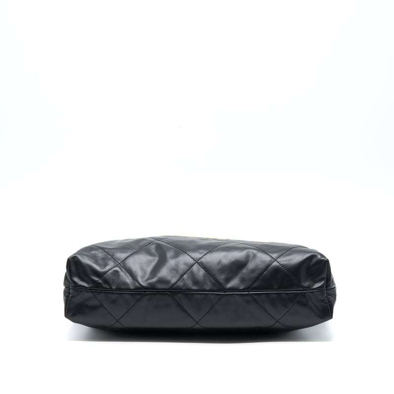 Chanel 22 Bag Medium Shiny Calfskin Black GHW (Microchip)
