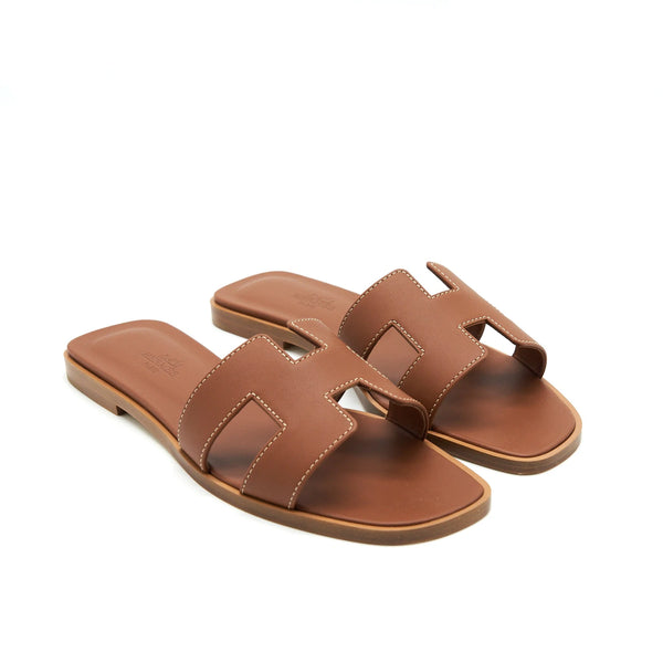 Hermes Size 38 Oran Sandal Box Gold