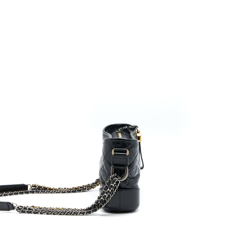 Chanel Small Gabrielle Hobo Bag Calfskin Black Multicolour Hardware