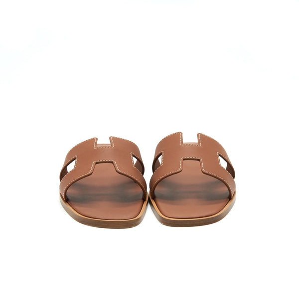 Hermes Size 38 Oran Sandal Box Gold