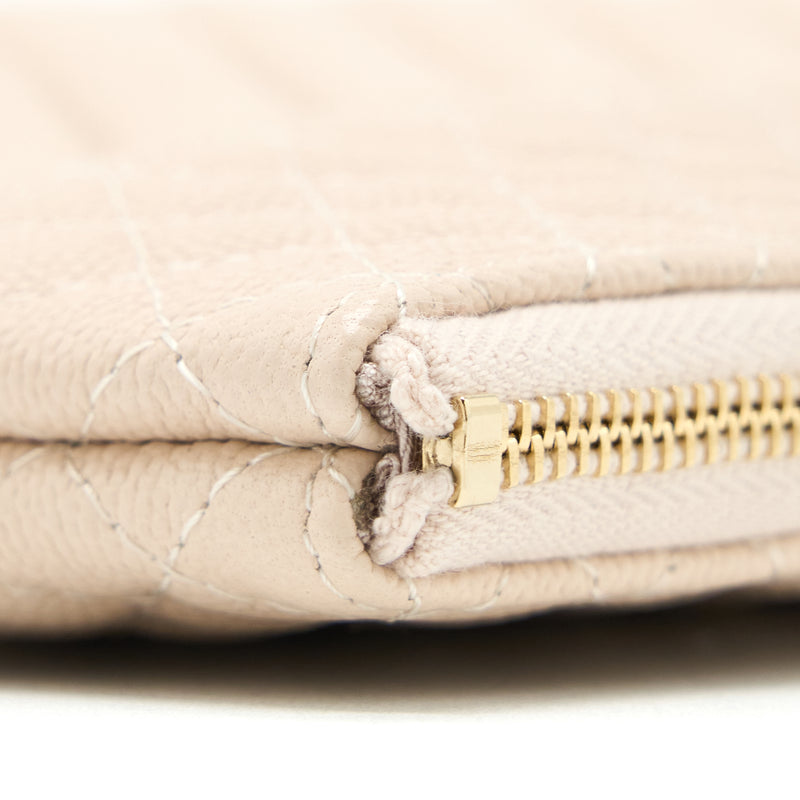 Chanel Clutch Chevron Caviar Beige GHW