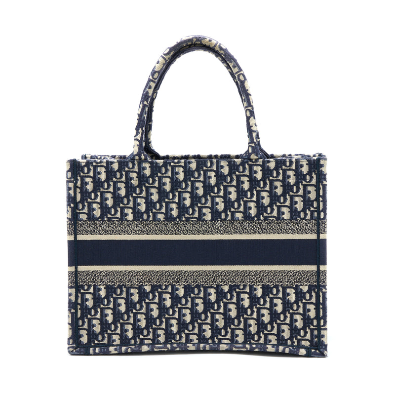 Dior Medium Book Tote Oblique Embroidery Blue