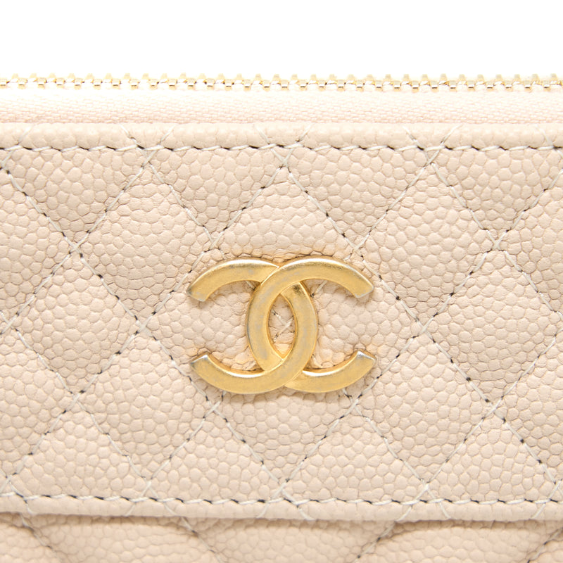 Chanel Clutch Chevron Caviar Beige GHW