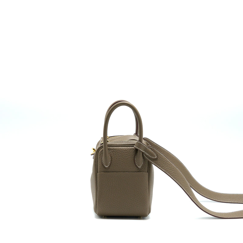 Hermes Mini Lindy Clemence Etoupe GHW Stamp Z