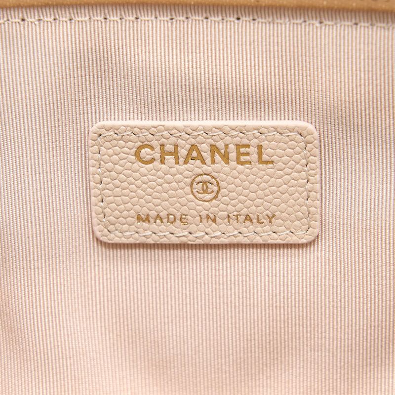 Chanel Clutch Chevron Caviar Beige GHW