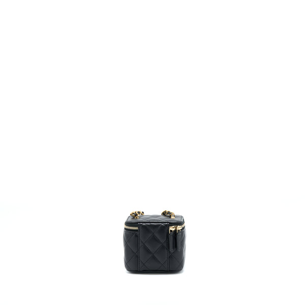 Chanel 22S Pearl Crush Mini Vanity With Chain Lambskin Black GHW