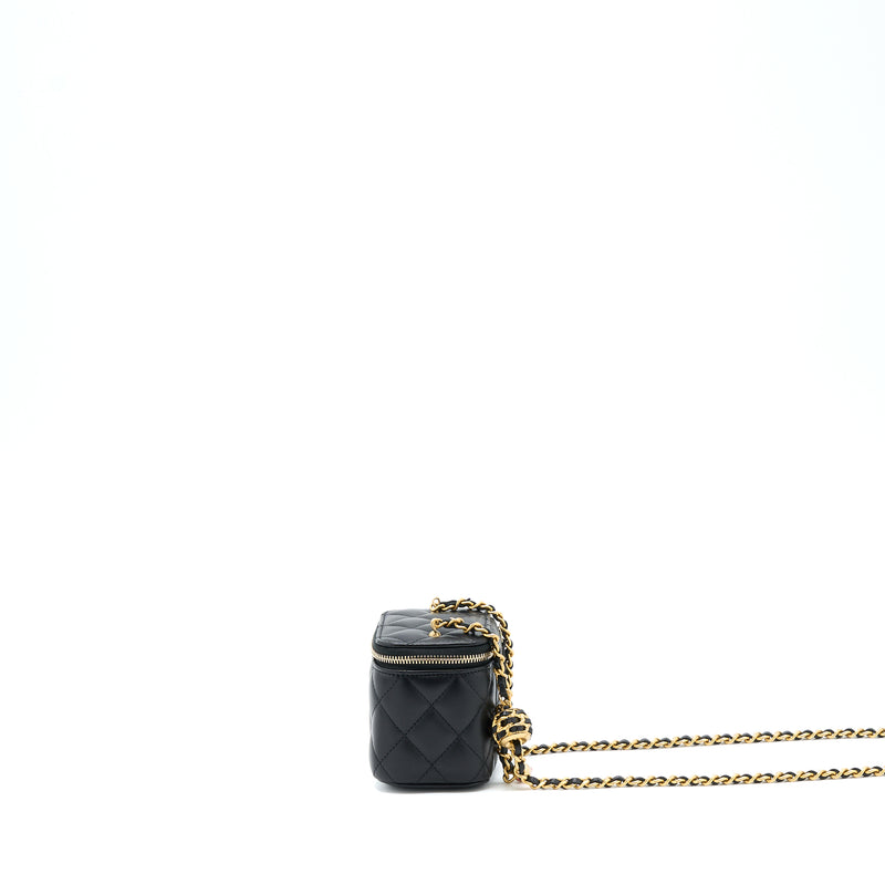 Chanel 22S Pearl Crush Mini Vanity With Chain Lambskin Black GHW