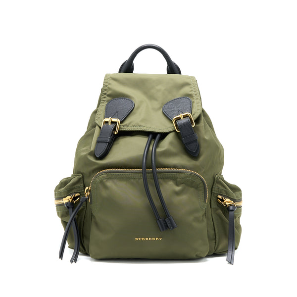 Burberry Medium Rucksack Backpack Nylon Olive Green GHW