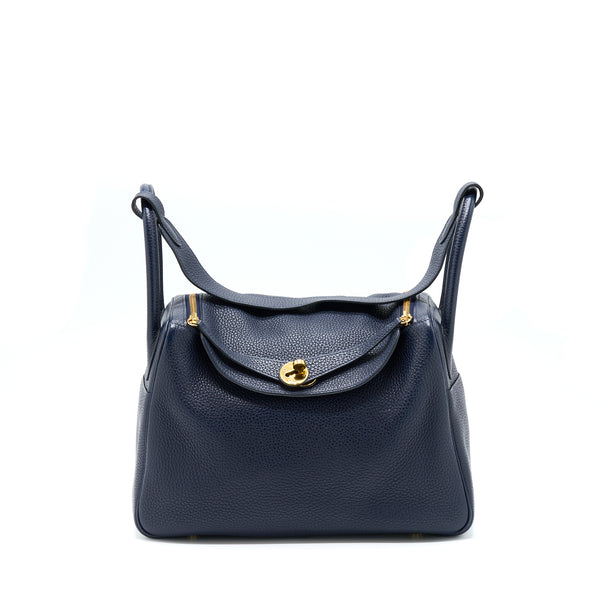 Hermes Lindy 30 Clemence Blue Unit GHW Stamp A