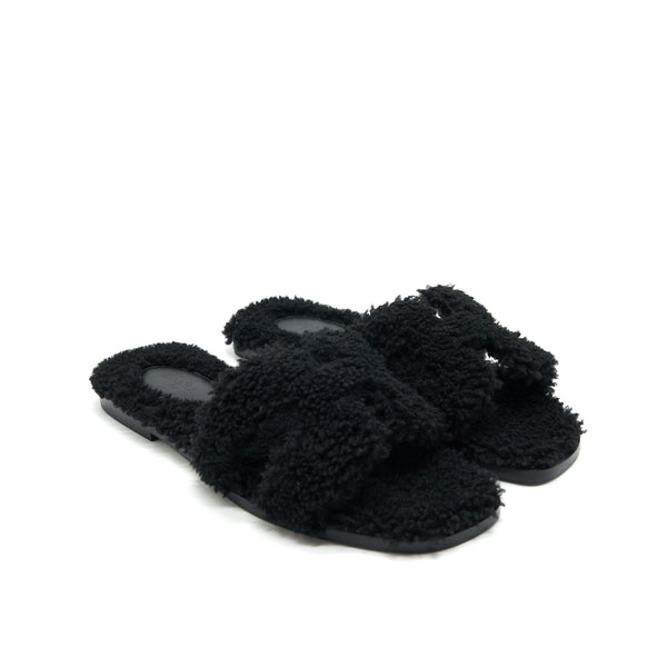 Hermes Size 37 Oran Peau Lainee Noir
