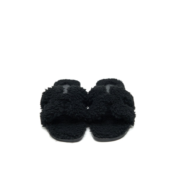 Hermes Size 37 Oran Peau Lainee Noir