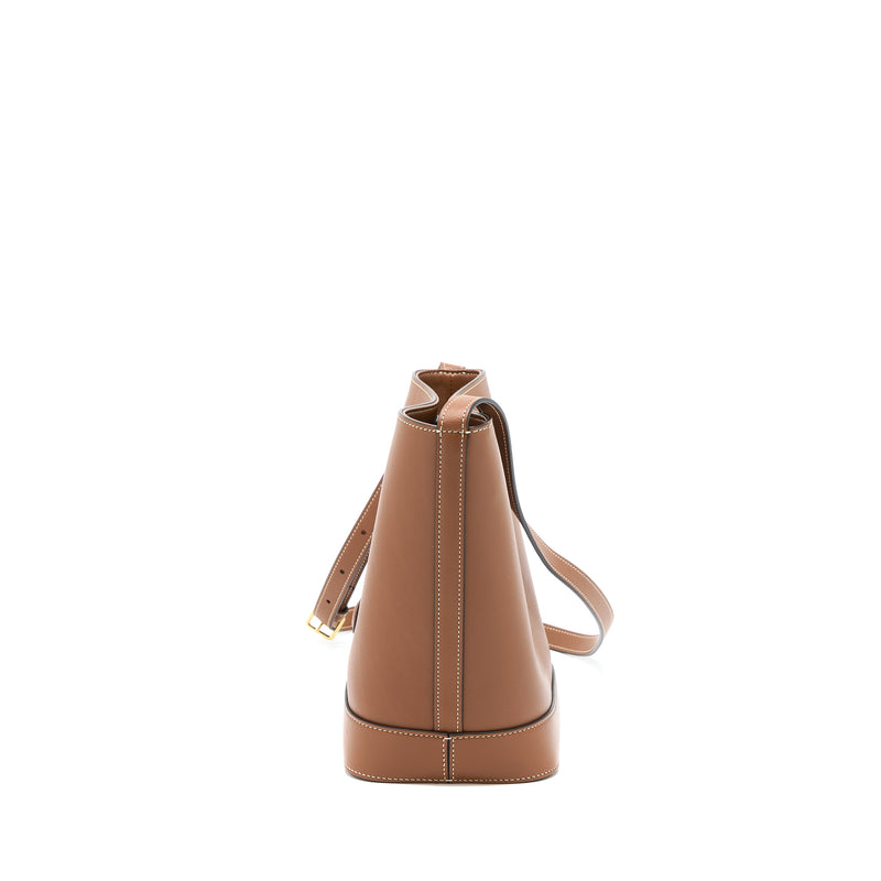 Celine Cuir Triomphe Small Canvas & Leather Bucket Bag in Brown