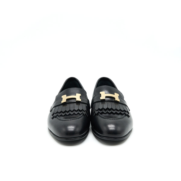 Hermes size37 royal Loafer Black GHW