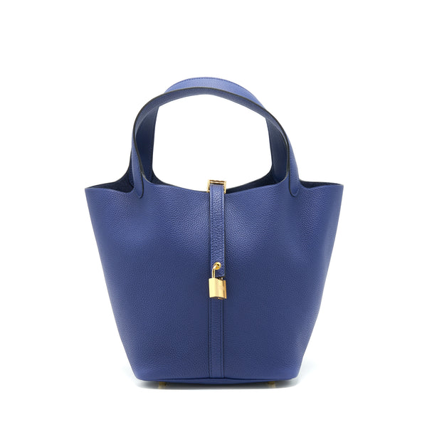 Hermes picotin 22 Lock bag Taurillon Maurice blue Saphir GHW Stamp Y