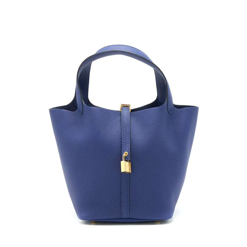 Hermes picotin 22 Lock bag Taurillon Maurice blue Saphir GHW Stamp Y