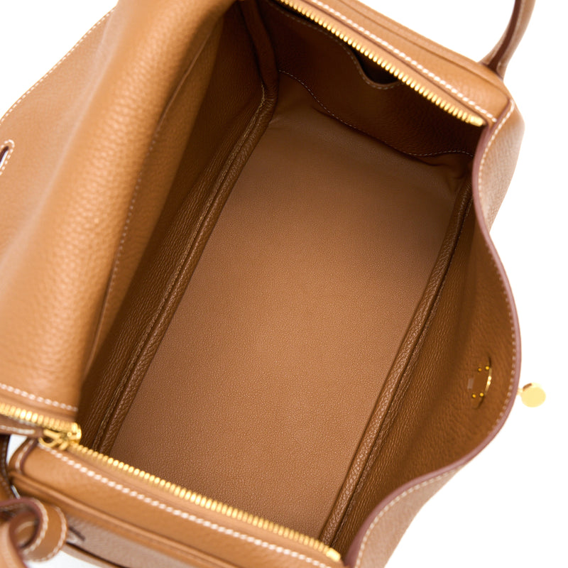 Hermes Lindy 30 Clemence Gold GHW Stamp U