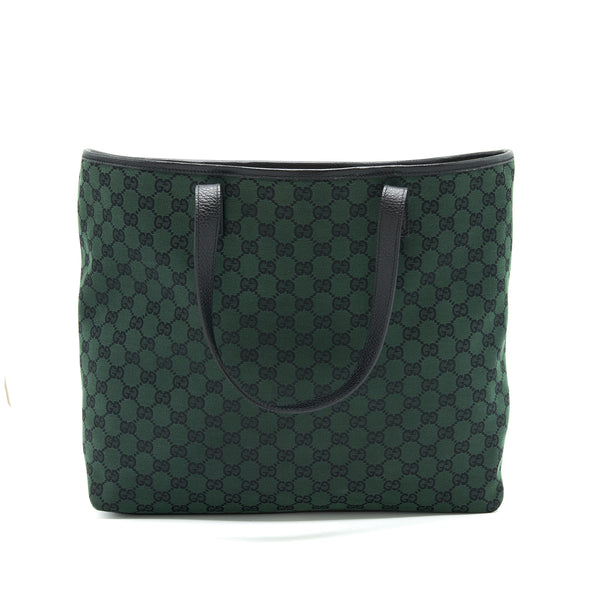 Gucci GG Canvas shopping Bag dark green / black