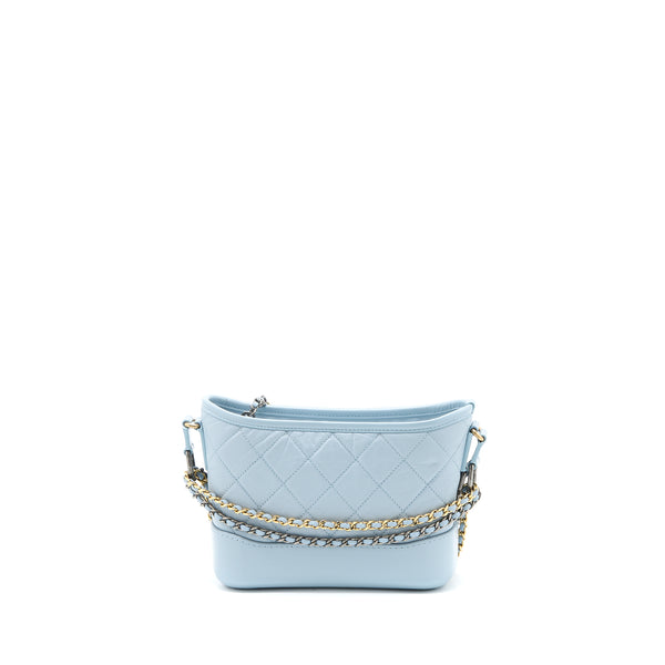 Chanel Small Gabrielle Hobo Bag Lambskin Light Blue Multicolour Hardware
