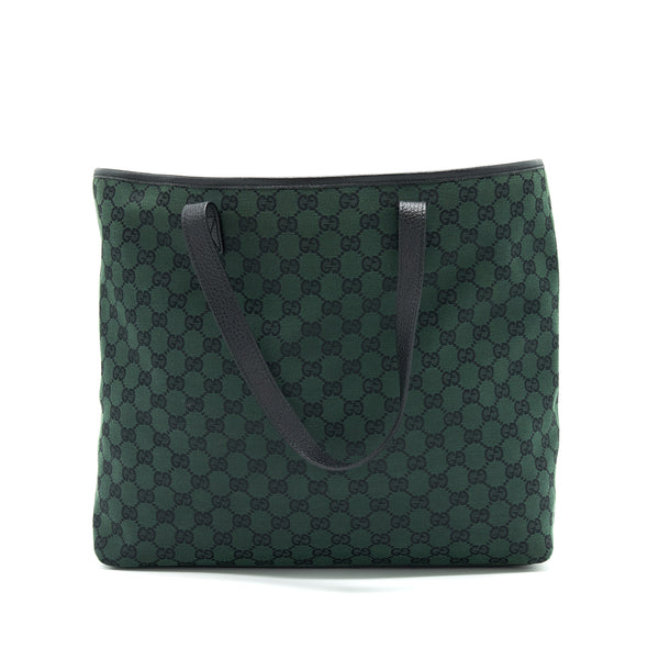 Gucci GG Canvas shopping Bag dark green / black