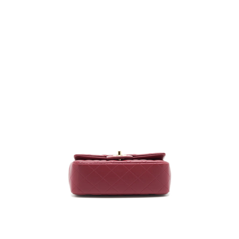 Chanel 22C Mini rectangular flap bag lambskin dark red LGHW microchip