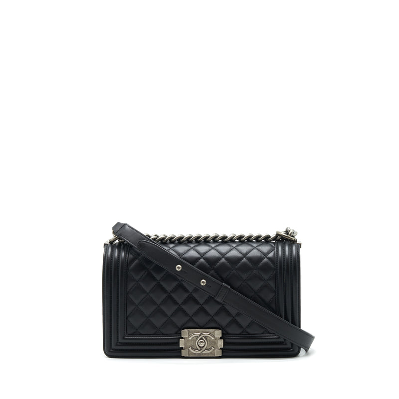 Chanel Medium Boy Calfskin Black Ruthenium Hardware