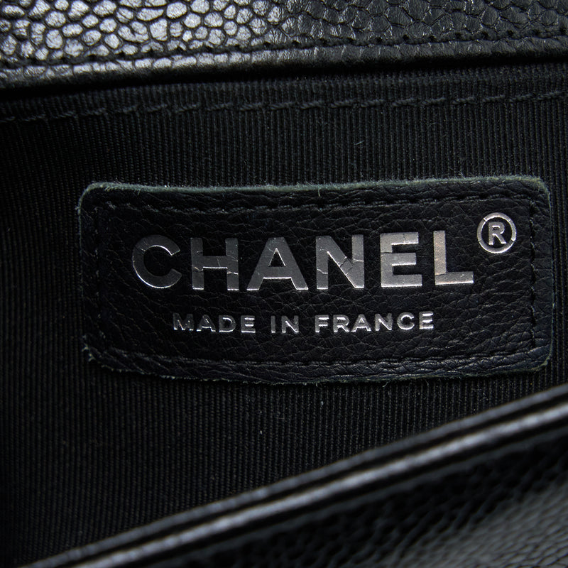 Chanel Small Chevron Boy Bag Shiny Grained Calfskin Black SHW
