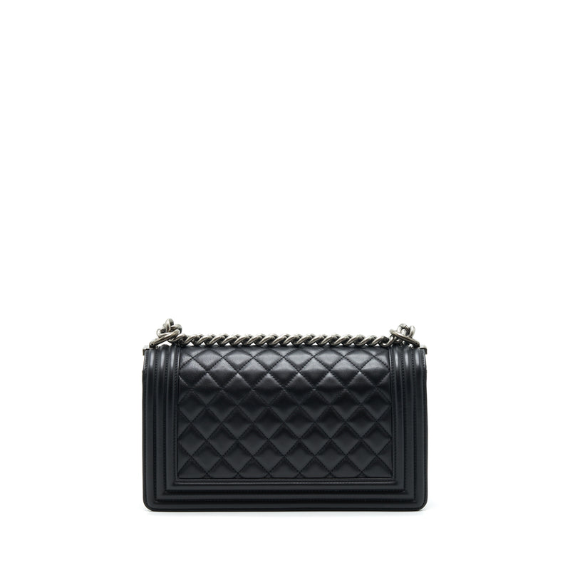 Chanel Medium Boy Calfskin Black Ruthenium Hardware