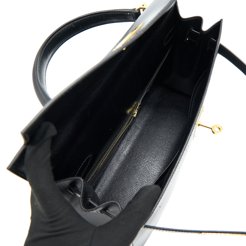 Hermes Kelly32 Box Leather Black GHW (shoulder stap missing)