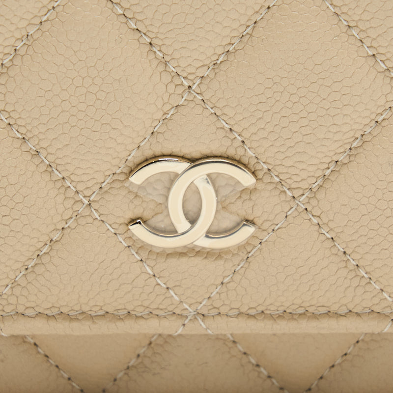 Chanel Wallet On Chain With Detailed Chain Caviar Beige LGHW (Microchip)