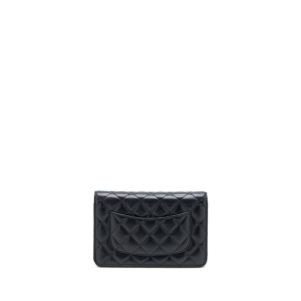 Chanel Quilted Wallet on Chain with Camellia Chain Lambskin Black LGHW