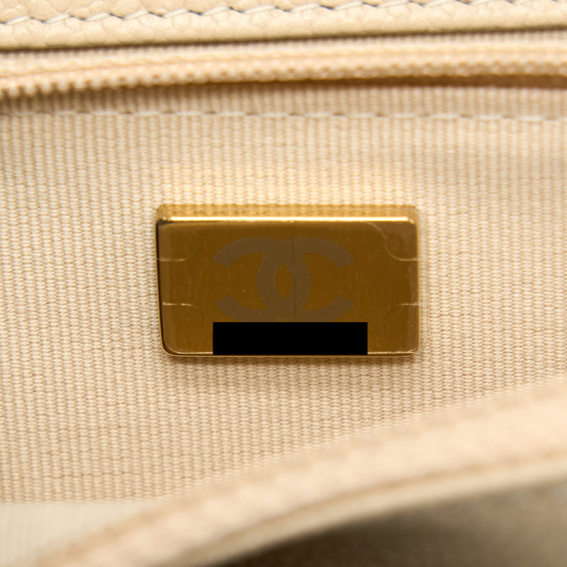 Chanel Wallet On Chain With Detailed Chain Caviar Beige LGHW (Microchip)
