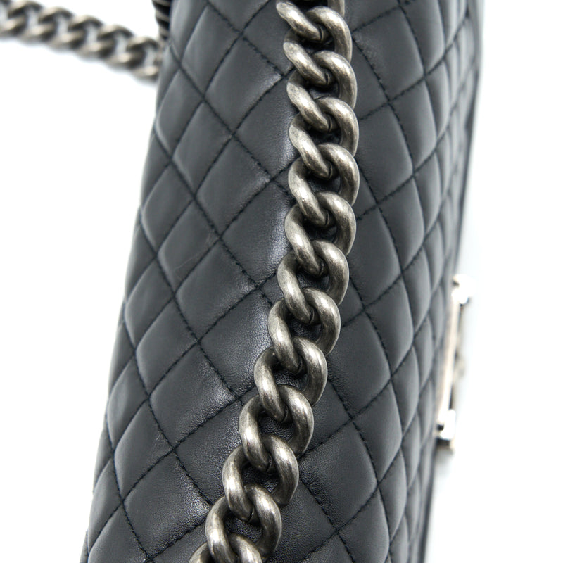 Chanel Medium Boy Bag Lambskin Black Ruthenium SHW