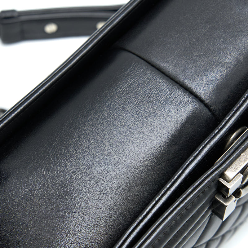Chanel Medium Boy Bag Lambskin Black Ruthenium SHW