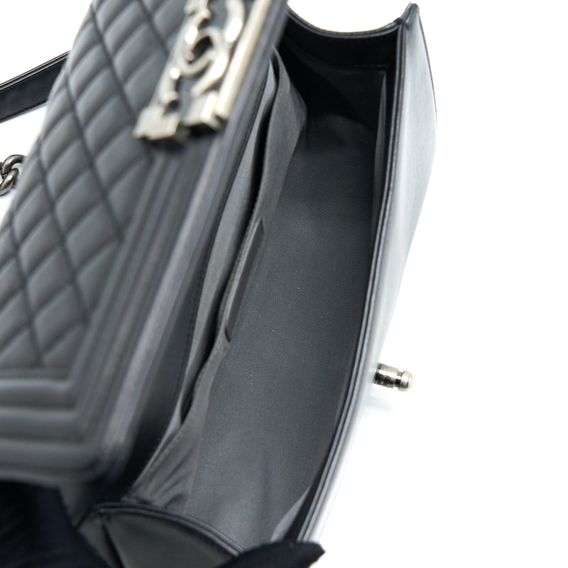 Chanel Medium Boy Bag Lambskin Black Ruthenium SHW