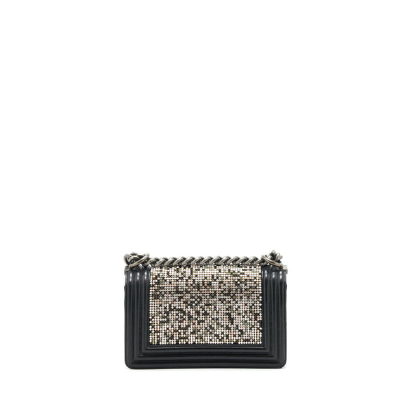 Chanel Small Boy With Crystals Lambskin Black Ruthenium Hardware