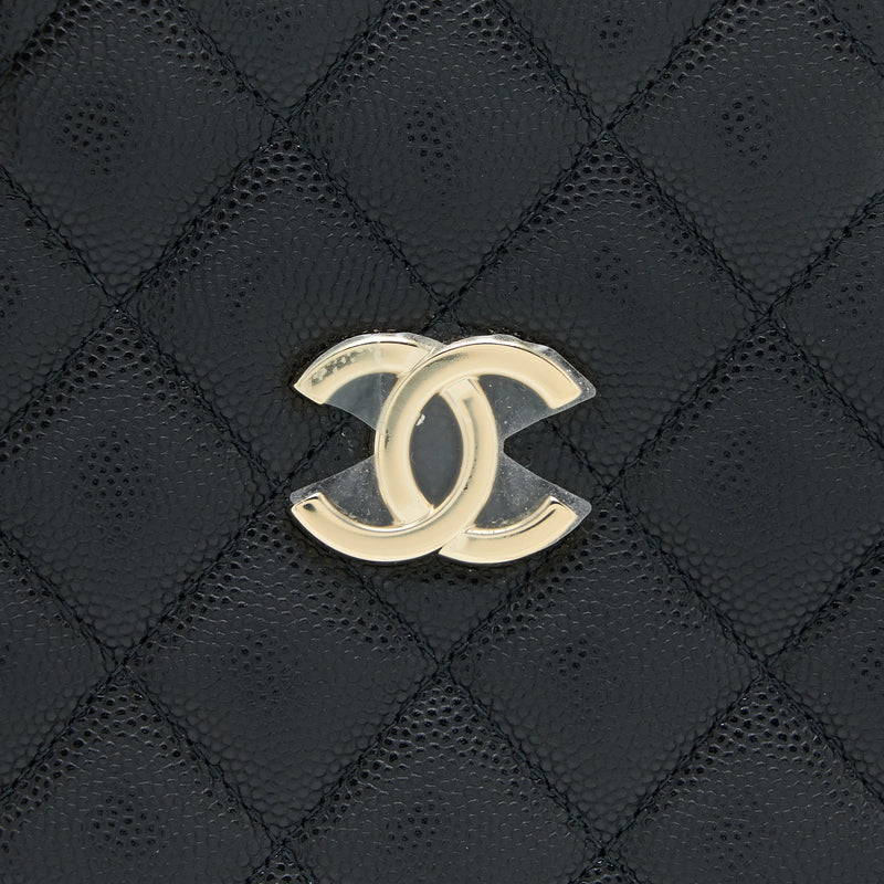 Chanel Mini Bucket Tote Bag Caviar Black LGHW (Microchip)
