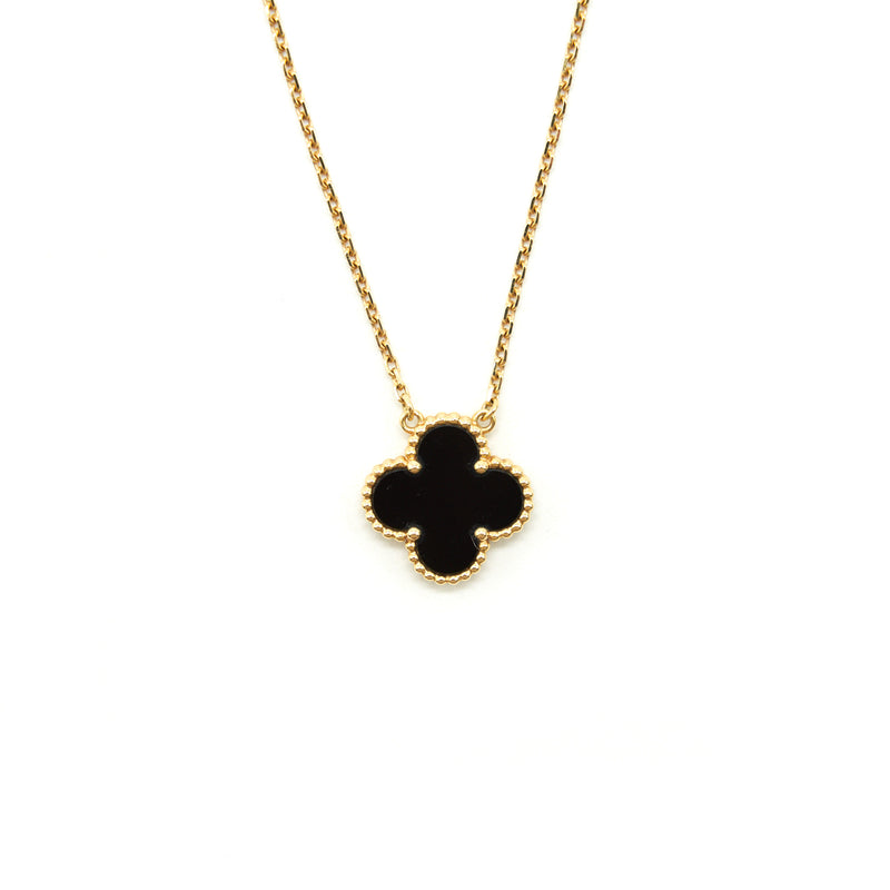 Van Cleef & Arpels Vintage Alhambra Onyx And Yellow Gold Necklace