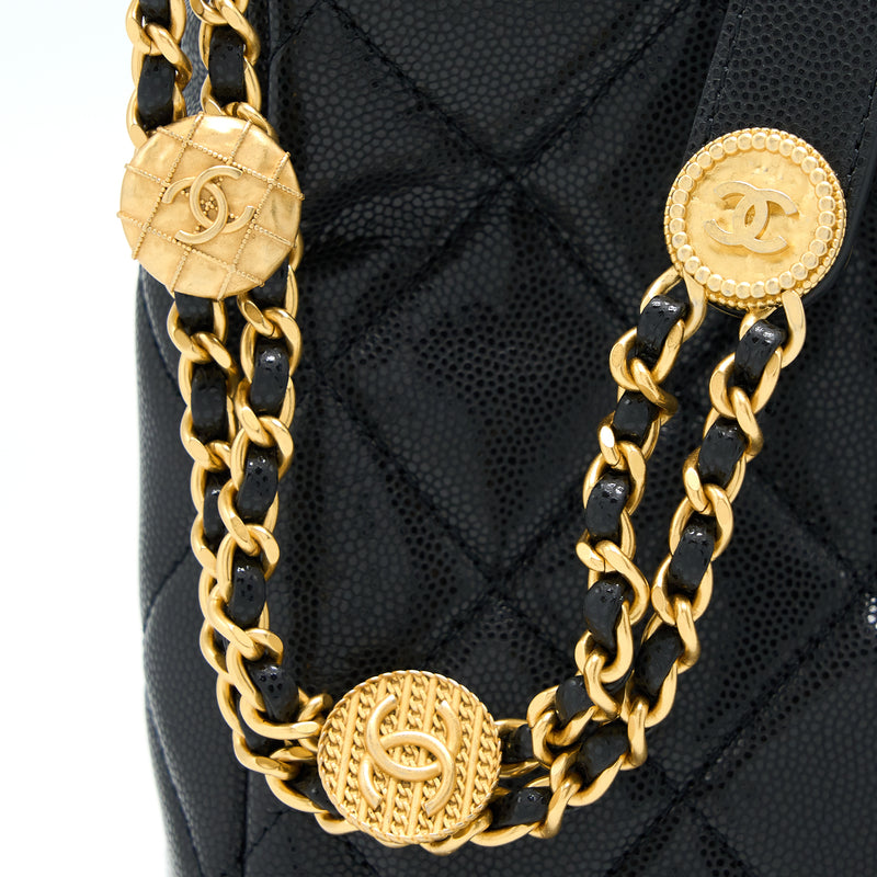 Chanel Small Flap with Coin Charm Black Caviar Aged Gold Hardware 22A –  Coco Approved Studio