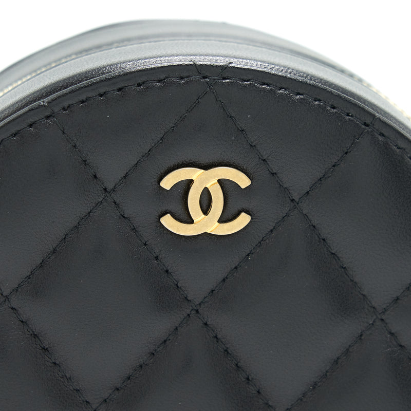 Chanel Round Clutch with Chain Black Brushed GHW