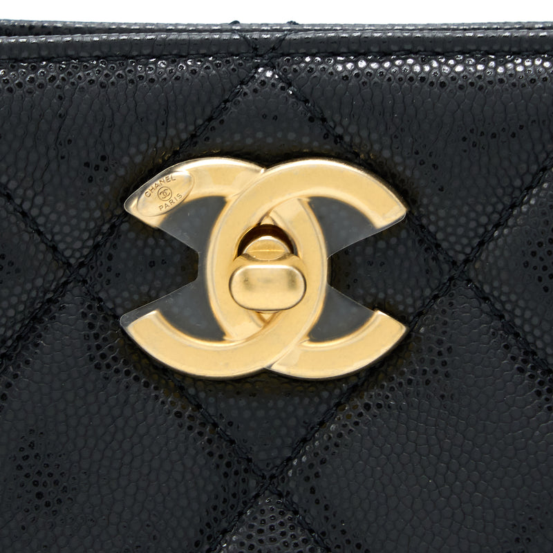 Chanel 22A Twist Your Buttons Hobo Shoulder Bag Caviar Black GHW (Microchip)