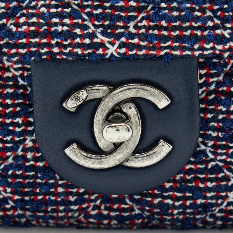 Chanel Seasonal Mini Rectangular Flap Bag Tweed Blue/ Red/ White Ruthe