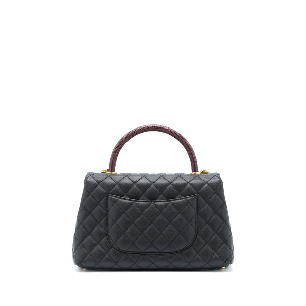 Chanel Medium Coco Handle Caviar with Lizard Handle Black Brushed GHW