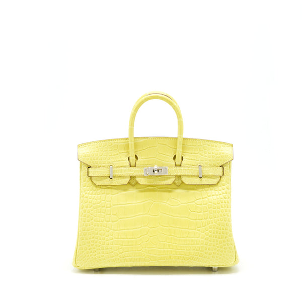 Hermes Birkin 25 Alligator Lime SHW Stamp D
